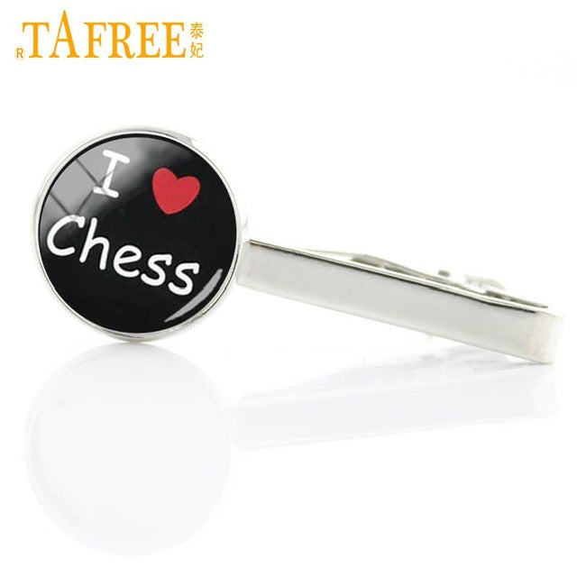 Vintage I Love chess tie clip / pin dress acessories