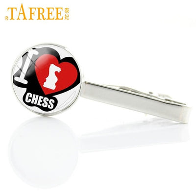 Vintage I Love chess tie clip / pin dress acessories