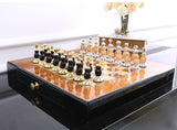 Exquisite Metal and wood Chess Set with builtin storage