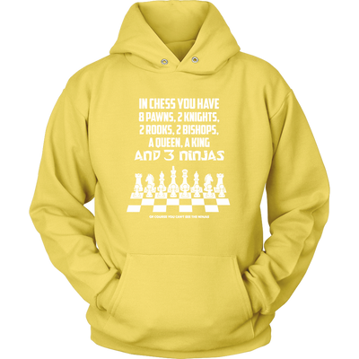 8 Pawns, 2 knights, 2 rooks , 2 bishops, a queen , a king and 3 ninjas - Unisex Hoodie