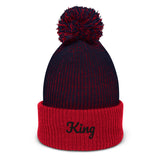 King embroidered Pom-Pom Beanie