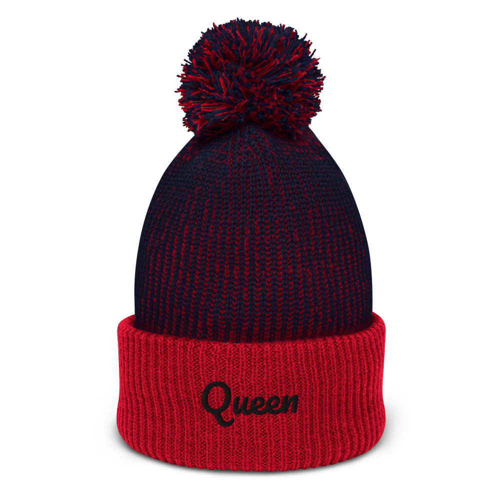 Queen embroidered Pom-Pom Beanie
