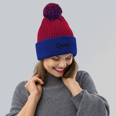 Queen embroidered Pom-Pom Beanie