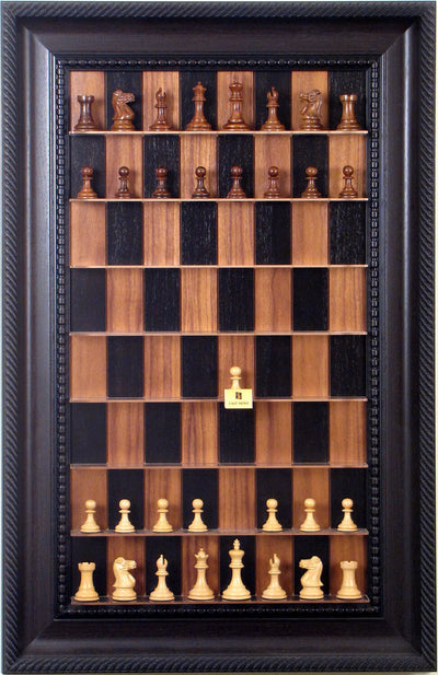Wall Mounted Chess Set with Black Walnut Chess Board