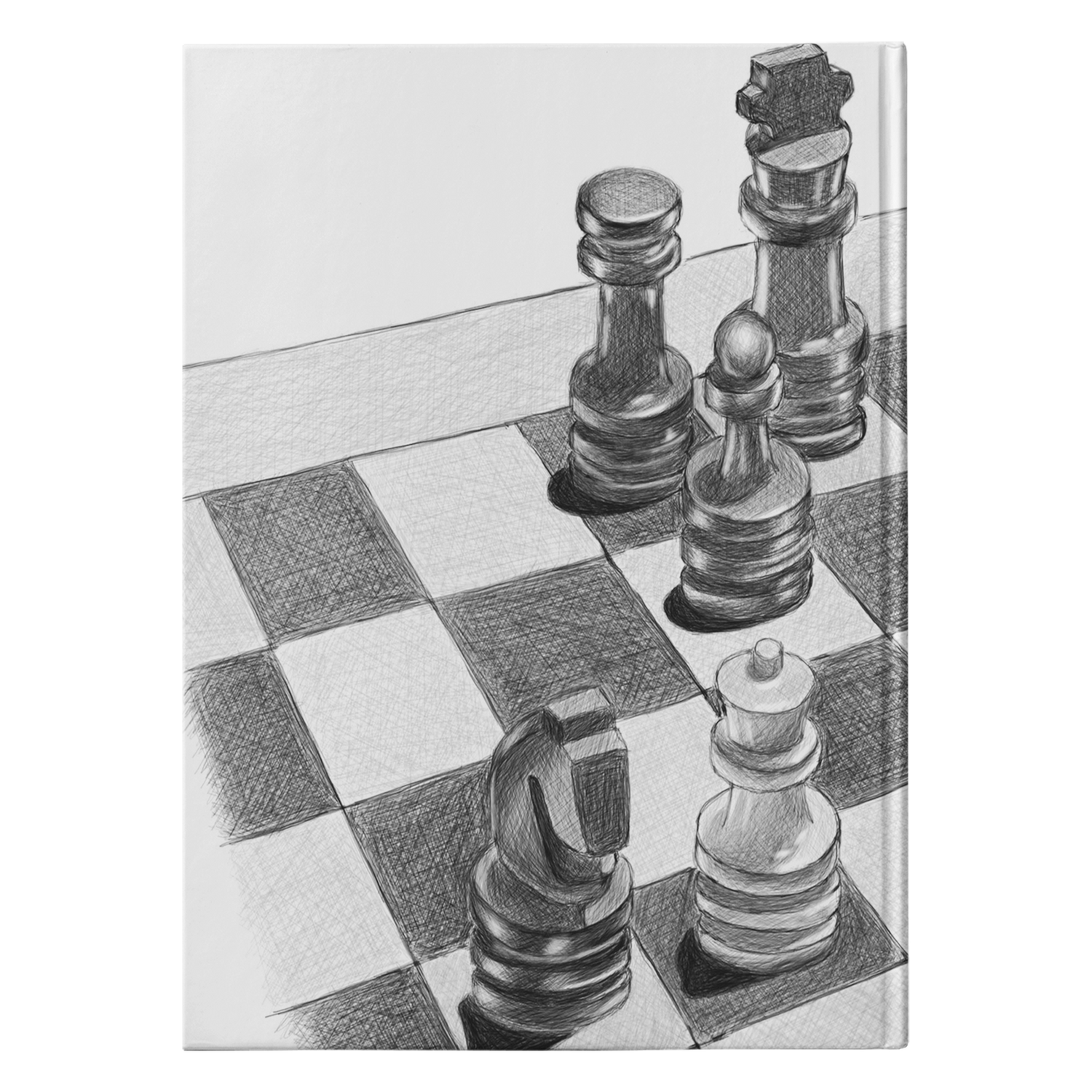 Chess board and pieces sketch hardcover journal