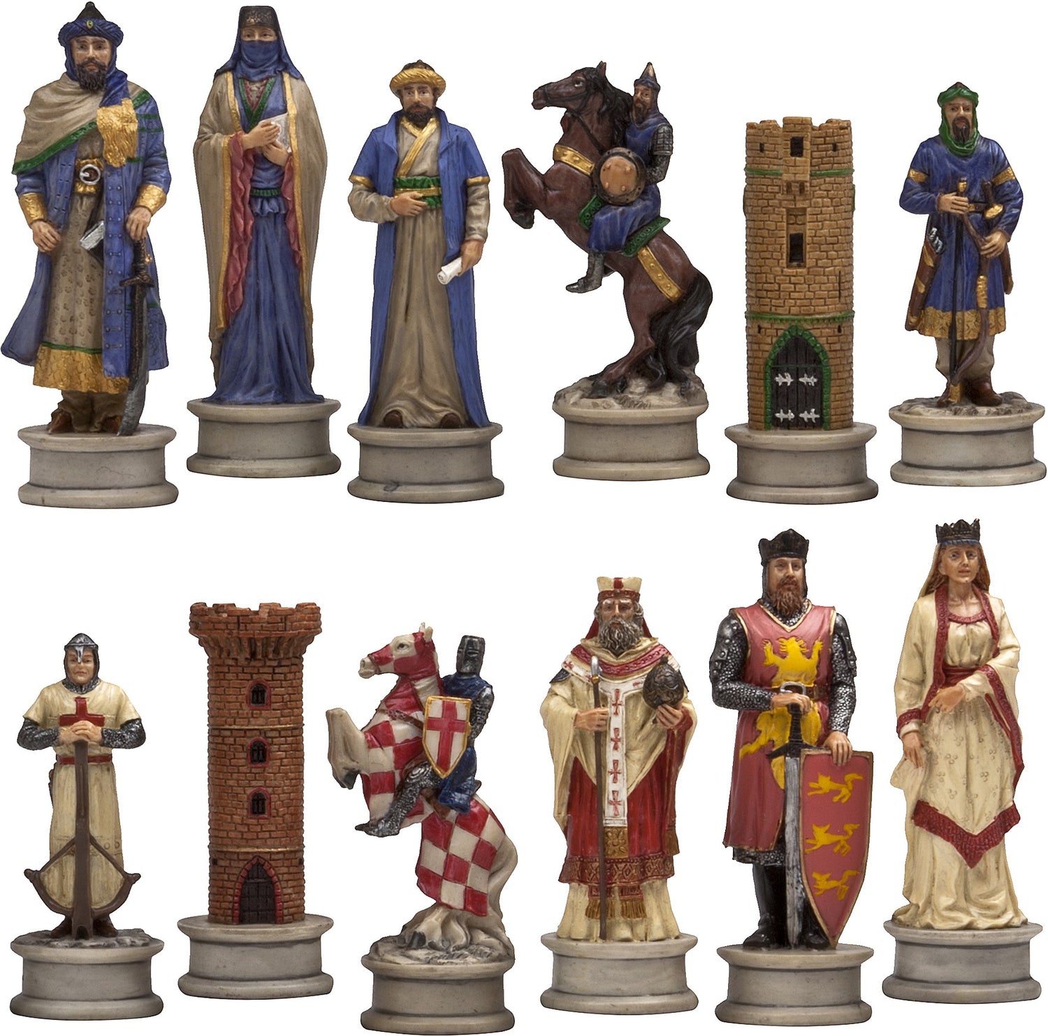 Crushed Alabaster Crusaders Chess Set