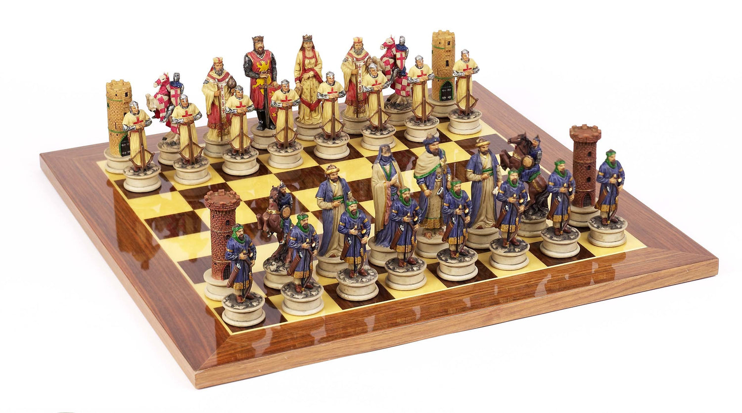 Crushed Alabaster Crusaders Chess Set
