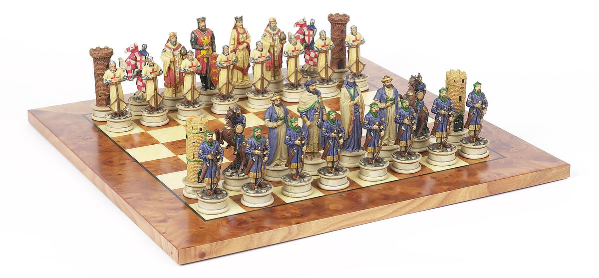 Crushed Alabaster Crusaders Chess Set